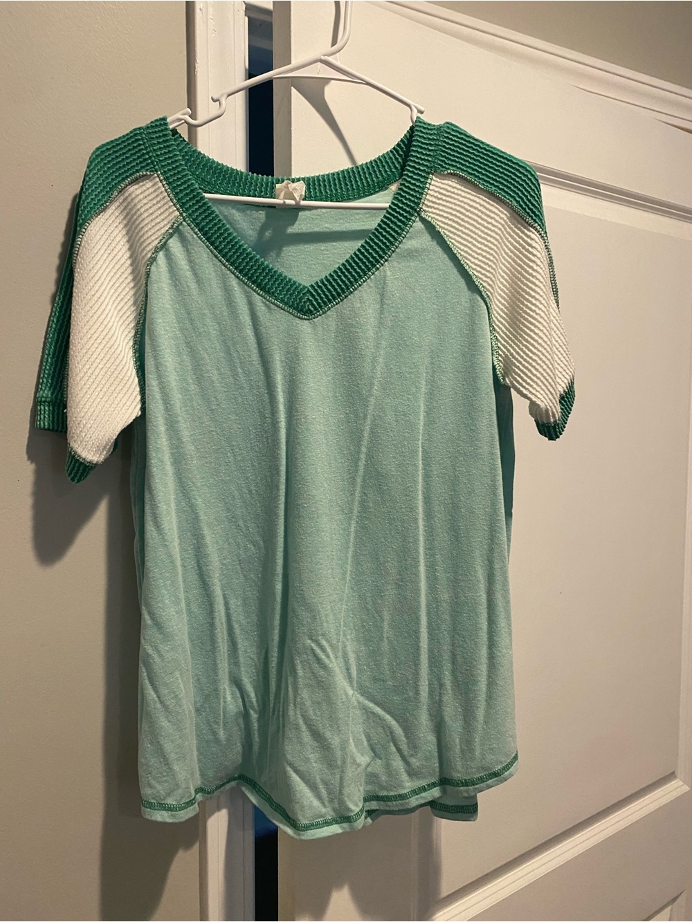 Mixed fabric raglan tee -2